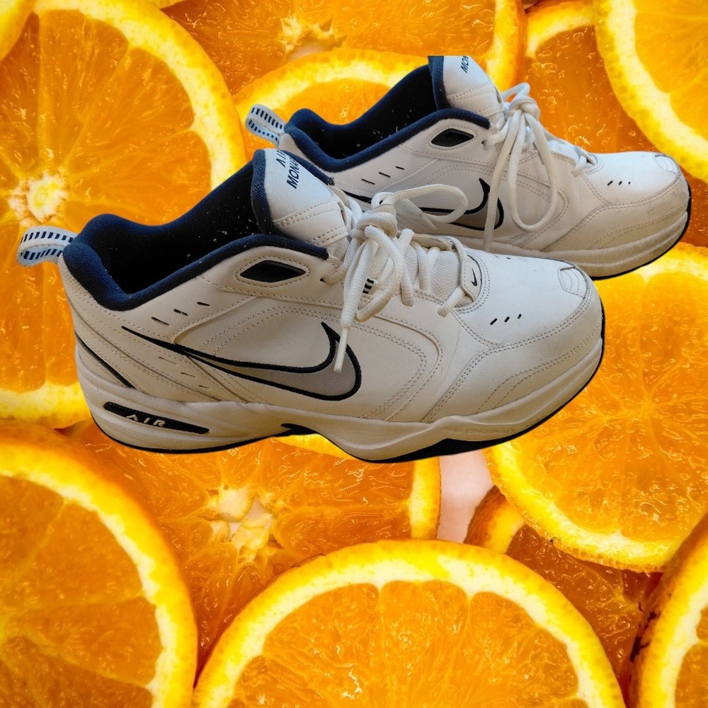 Nike Air Monarch IV White Navy Silver Mens Training Shoes 416355-102 Size 10